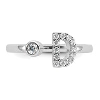 14K White Gold 0.20 Carat Lab Grown Diamond VS SI+ G+ Complete Initial D Adjustable Ring view 4