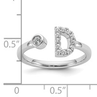 14K White Gold 0.20 Carat Lab Grown Diamond VS SI+ G+ Complete Initial D Adjustable Ring view 5