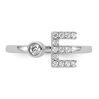14K White Gold 0.20 Carat Lab Grown Diamond VS SI+ G+ Complete Initial E Adjustable Ring view 4
