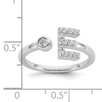 14K White Gold 0.20 Carat Lab Grown Diamond VS SI+ G+ Complete Initial E Adjustable Ring view 5