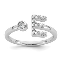 14K White Gold 0.20 Carat Lab Grown Diamond VS SI+ G+ Complete Initial E Adjustable Ring view 1