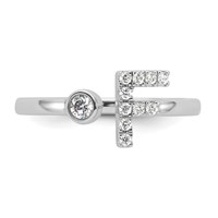 14K White Gold 0.17 Carat Lab Grown Diamond VS SI+ G+ Complete Initial F Adjustable Ring view 4
