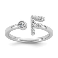 14K White Gold 0.17 Carat Lab Grown Diamond VS SI+ G+ Complete Initial F Adjustable Ring view 1