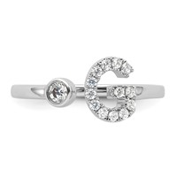 14K White Gold 0.20 Carat Lab Grown Diamond VS SI+ G+ Complete Initial G Adjustable Ring view 4