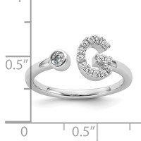 14K White Gold 0.20 Carat Lab Grown Diamond VS SI+ G+ Complete Initial G Adjustable Ring view 5