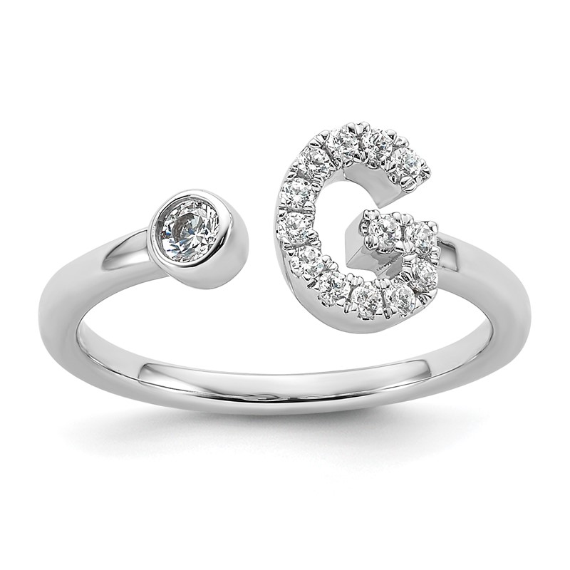 14k White Gold 1/5 carat Lab Grown Diamond VS/SI+ G+ Initial G Adjustable Ring