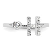 14K White Gold 0.20 Carat Lab Grown Diamond VS SI+ G+ Complete Initial H Adjustable Ring view 4