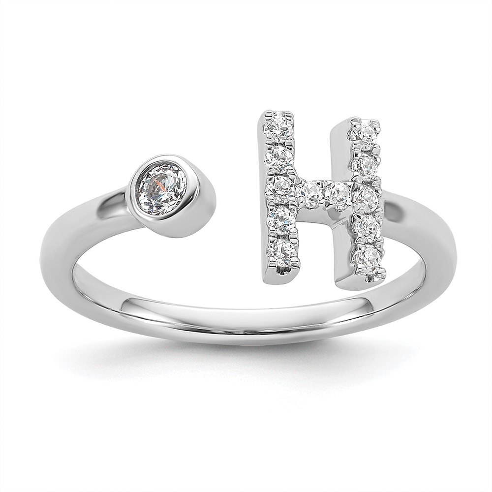 14K White Gold 0.20 Carat Lab Grown Diamond VS SI+ G+ Complete Initial H Adjustable Ring