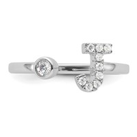 14K White Gold 0.17 Carat Lab Grown Diamond VS SI+ G+ Complete Initial J Adjustable Ring view 4