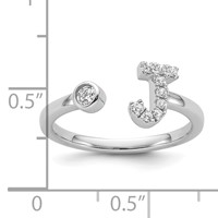 14K White Gold 0.17 Carat Lab Grown Diamond VS SI+ G+ Complete Initial J Adjustable Ring view 5