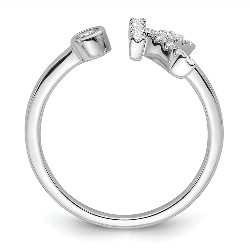 14k White Gold 1/5 carat Lab Grown Diamond VS/SI+ G+ Initial K Adjustable Ring