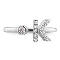 14K White Gold 0.20 Carat Lab Grown Diamond VS SI+ G+ Complete Initial K Adjustable Ring view 4