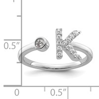 14K White Gold 0.20 Carat Lab Grown Diamond VS SI+ G+ Complete Initial K Adjustable Ring view 5