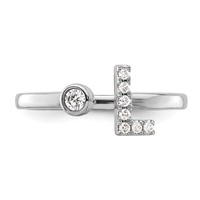 14K White Gold 0.12 Carat Lab Grown Diamond VS SI+ G+ Complete Initial L Adjustable Ring view 4