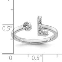 14K White Gold 0.12 Carat Lab Grown Diamond VS SI+ G+ Complete Initial L Adjustable Ring view 5