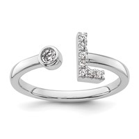 14K White Gold 0.12 Carat Lab Grown Diamond VS SI+ G+ Complete Initial L Adjustable Ring view 1