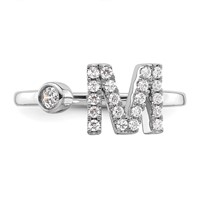 14K White Gold 0.25 Carat Lab Grown Diamond VS SI+ G+ Complete Initial M Adjustable Ring view 4