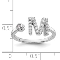 14K White Gold 0.25 Carat Lab Grown Diamond VS SI+ G+ Complete Initial M Adjustable Ring view 5