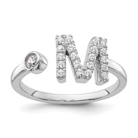 14K White Gold 0.25 Carat Lab Grown Diamond VS SI+ G+ Complete Initial M Adjustable Ring view 1