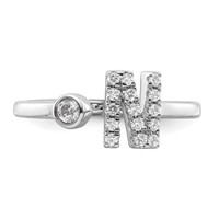 14K White Gold 0.20 Carat Lab Grown Diamond VS SI+ G+ Complete Initial N Adjustable Ring view 4