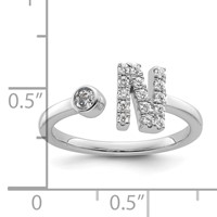 14K White Gold 0.20 Carat Lab Grown Diamond VS SI+ G+ Complete Initial N Adjustable Ring view 5