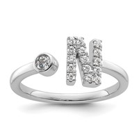 14K White Gold 0.20 Carat Lab Grown Diamond VS SI+ G+ Complete Initial N Adjustable Ring view 1