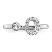 14K White Gold 0.20 Carat Lab Grown Diamond VS SI+ G+ Complete Initial O Adjustable Ring view 4