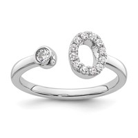 14K White Gold 0.20 Carat Lab Grown Diamond VS SI+ G+ Complete Initial O Adjustable Ring view 1