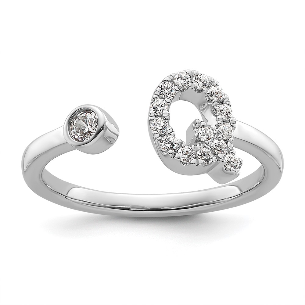 14K White Gold 0.20 Carat Lab Grown Diamond VS SI+ G+ Complete Initial Q Adjustable Ring