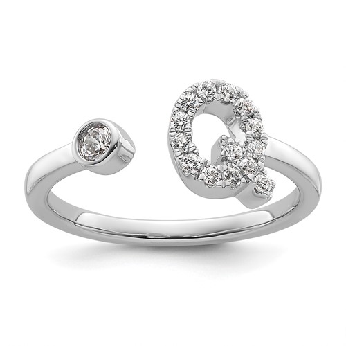 14K White Gold 0.20 Carat Lab Grown Diamond VS SI+ G+ Complete Initial Q Adjustable Ring