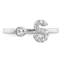 14K White Gold 0.17 Carat Lab Grown Diamond VS SI+ G+ Complete Initial S Adjustable Ring view 4