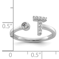 14K White Gold 0.17 Carat Lab Grown Diamond VS SI+ G+ Complete Initial T Adjustable Ring view 5