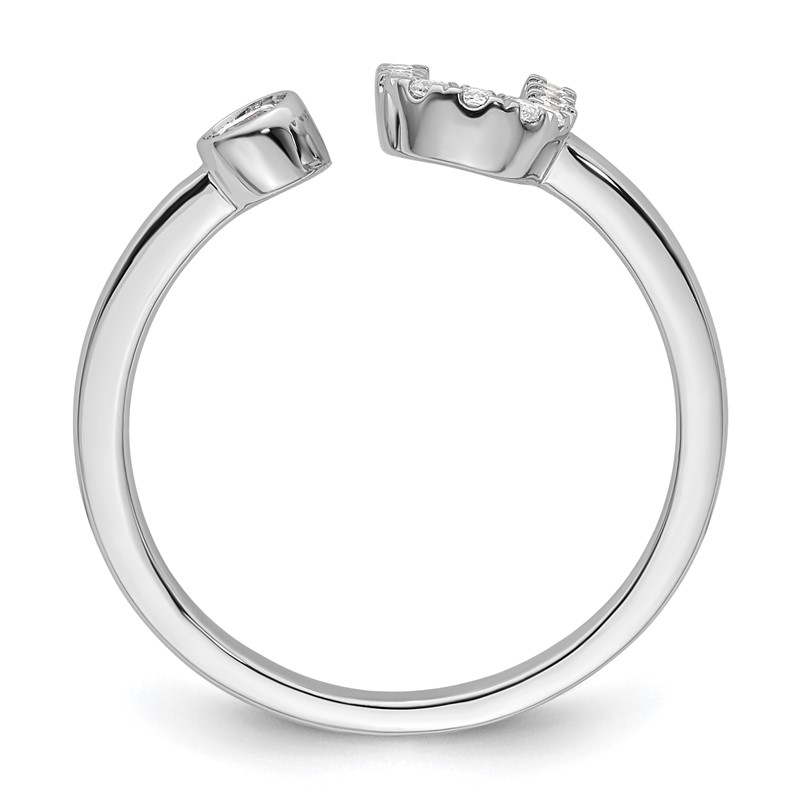 14k White Gold 1/6 carat Lab Grown Diamond VS/SI+ G+ Initial U Adjustable Ring