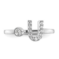 14K White Gold 0.17 Carat Lab Grown Diamond VS SI+ G+ Complete Initial U Adjustable Ring view 4