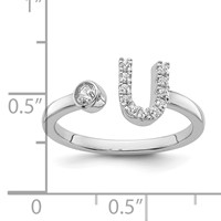 14K White Gold 0.17 Carat Lab Grown Diamond VS SI+ G+ Complete Initial U Adjustable Ring view 5