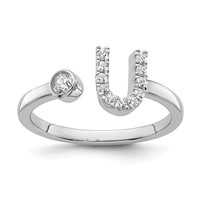 14K White Gold 0.17 Carat Lab Grown Diamond VS SI+ G+ Complete Initial U Adjustable Ring view 1