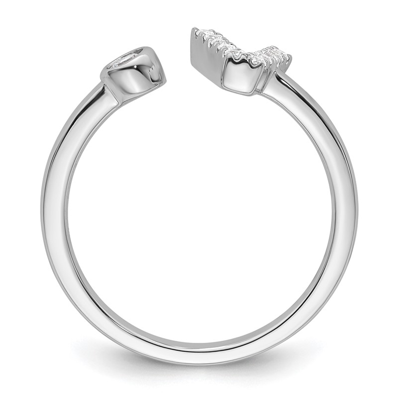 14k White Gold 1/6 carat Lab Grown Diamond VS/SI+ G+ Initial V Adjustable Ring