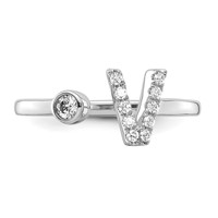 14K White Gold 0.17 Carat Lab Grown Diamond VS SI+ G+ Complete Initial V Adjustable Ring view 4