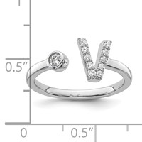 14K White Gold 0.17 Carat Lab Grown Diamond VS SI+ G+ Complete Initial V Adjustable Ring view 5