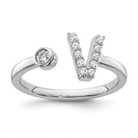 14K White Gold 0.17 Carat Lab Grown Diamond VS SI+ G+ Complete Initial V Adjustable Ring view 1