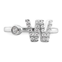 14K White Gold 0.25 Carat Lab Grown Diamond VS SI+ G+ Complete Initial W Adjustable Ring view 4