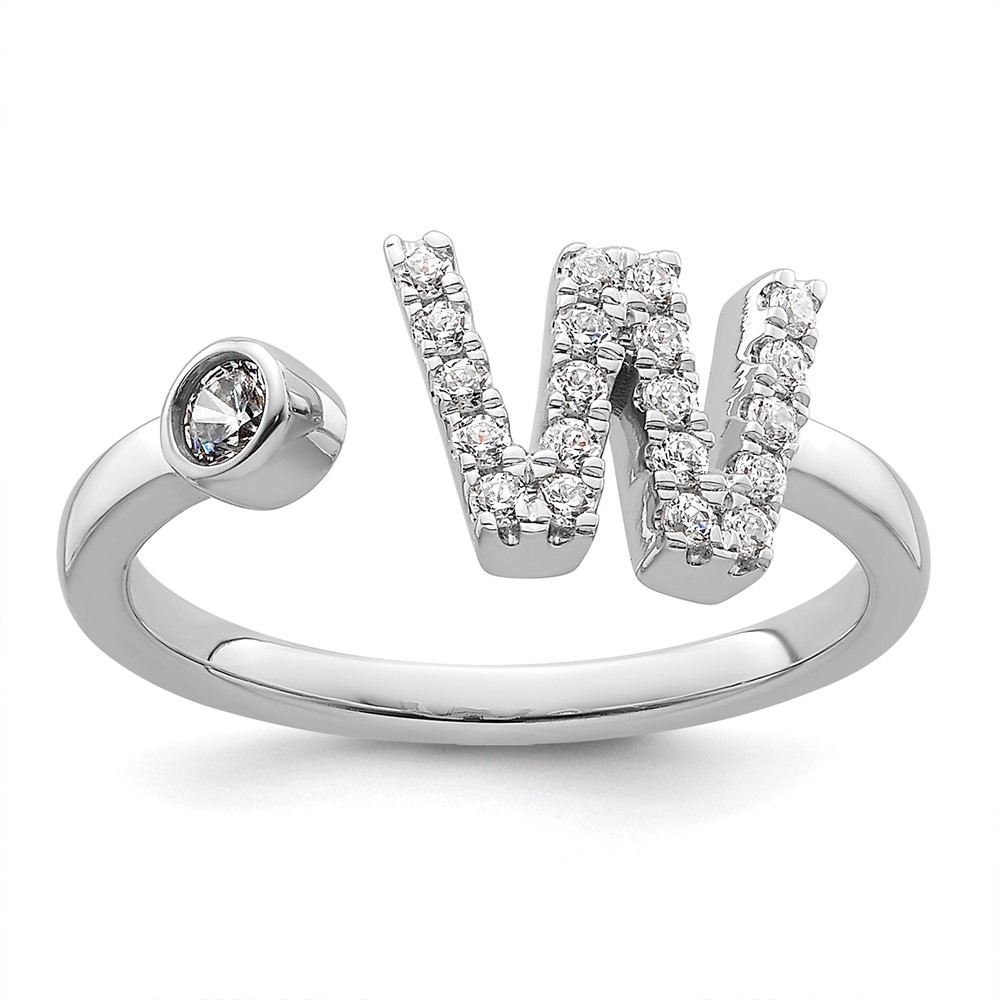 14K White Gold 0.25 Carat Lab Grown Diamond VS SI+ G+ Complete Initial W Adjustable Ring
