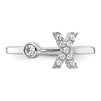 14K White Gold 0.17 Carat Lab Grown Diamond VS SI+ G+ Complete Initial X Adjustable Ring view 4