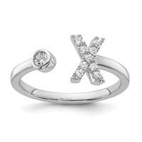 14K White Gold 0.17 Carat Lab Grown Diamond VS SI+ G+ Complete Initial X Adjustable Ring view 1