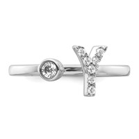 14K White Gold 0.12 Carat Lab Grown Diamond VS SI+ G+ Complete Initial Y Adjustable Ring view 4