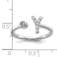 14K White Gold 0.12 Carat Lab Grown Diamond VS SI+ G+ Complete Initial Y Adjustable Ring view 5