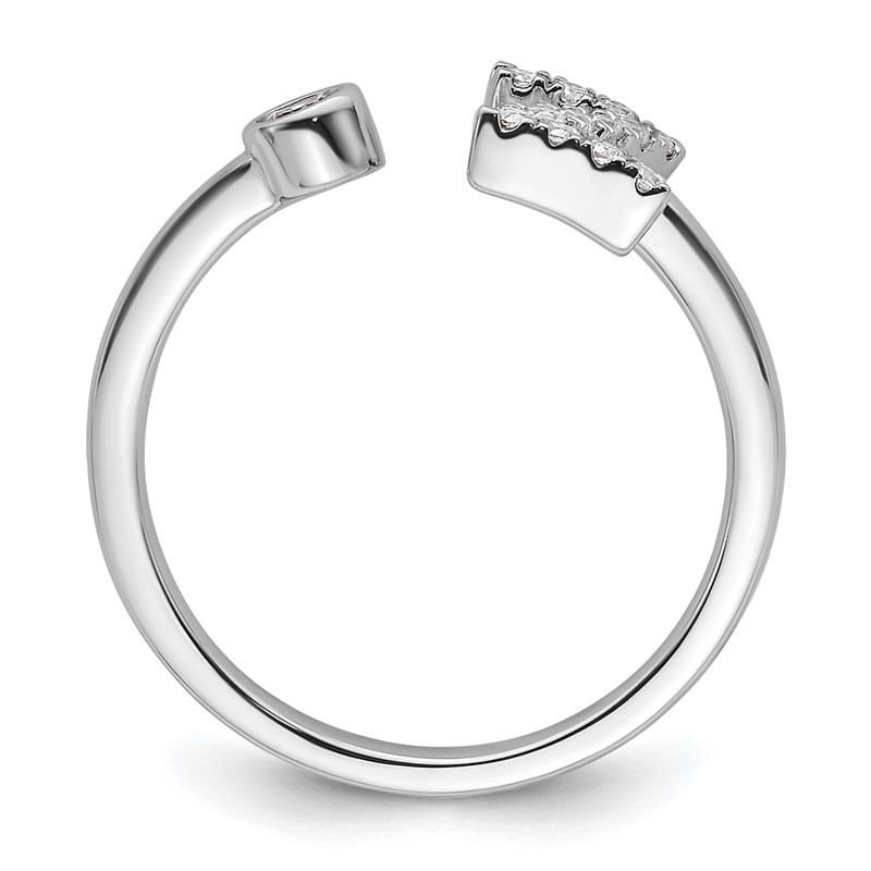 14k White Gold 1/5 carat Lab Grown Diamond VS/SI+ G+ Initial Z Adjustable Ring