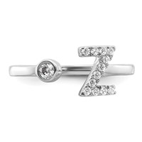 14K White Gold 0.20 Carat Lab Grown Diamond VS SI+ G+ Complete Initial Z Adjustable Ring view 4
