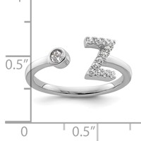 14K White Gold 0.20 Carat Lab Grown Diamond VS SI+ G+ Complete Initial Z Adjustable Ring view 5