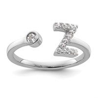 14K White Gold 0.20 Carat Lab Grown Diamond VS SI+ G+ Complete Initial Z Adjustable Ring view 1